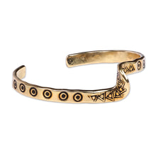 Load image into Gallery viewer, Snake-Inspired Brass Cuff Bracelet with Geometric Motifs - Dawn Snake | NOVICA