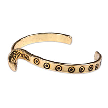 Load image into Gallery viewer, Snake-Inspired Brass Cuff Bracelet with Geometric Motifs - Dawn Snake | NOVICA