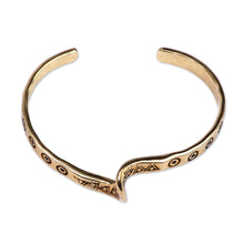 Load image into Gallery viewer, Snake-Inspired Brass Cuff Bracelet with Geometric Motifs - Dawn Snake | NOVICA