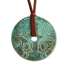 Load image into Gallery viewer, Brass Pendant Necklace with Armenian Goat Petroglyph Motif - Chic Petroglyphs | NOVICA