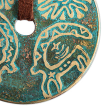 Load image into Gallery viewer, Brass Pendant Necklace with Armenian Goat Petroglyph Motif - Chic Petroglyphs | NOVICA