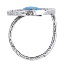 Load image into Gallery viewer, Traditional Round Natural Flower Cocktail Ring in Blue - Altar to Memory | NOVICA