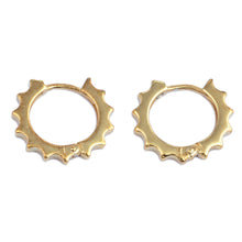 Load image into Gallery viewer, Sun-Themed Modern Gold-Plated Hoop Earrings from Armenia - Glorious Summer Me | NOVICA