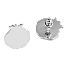 Load image into Gallery viewer, Geometric Pomegranate-Shaped Sterling Silver Button Earrings - Geometric Passion | NOVICA