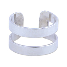 Load image into Gallery viewer, High-Polished Modern Sterling Silver Ear Cuff from Armenia - Parallel Dreams | NOVICA