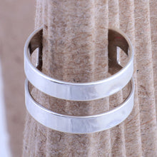 Load image into Gallery viewer, High-Polished Modern Sterling Silver Ear Cuff from Armenia - Parallel Dreams | NOVICA