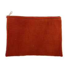 Load image into Gallery viewer, Floral Embroidered Wool Cosmetic Bag from Peru - Eden Cinnabar | NOVICA