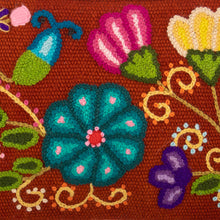 Load image into Gallery viewer, Floral Embroidered Wool Cosmetic Bag from Peru - Eden Cinnabar | NOVICA