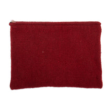 Load image into Gallery viewer, Bird and Flower-Themed Burgundy Wool Cosmetic Bag - Burgundy Nature | NOVICA