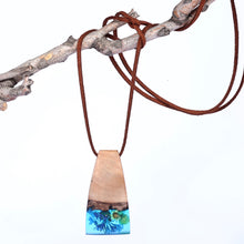 Load image into Gallery viewer, Handmade Blue Natural Flower Resin & Wood Pendant Necklace - Spring Gentian | NOVICA