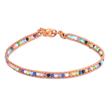 Load image into Gallery viewer, Multicolor Agate Beaded Choker Necklace with Leather Accents - Summery Colors | NOVICA