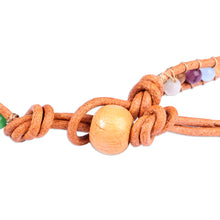 Load image into Gallery viewer, Multicolor Agate Beaded Choker Necklace with Leather Accents - Summery Colors | NOVICA