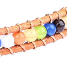 Load image into Gallery viewer, Multicolor Agate Beaded Choker Necklace with Leather Accents - Summery Colors | NOVICA