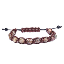 Load image into Gallery viewer, Men's Adjustable Leather and Agate Beaded Bracelet - Mystic Hero | NOVICA