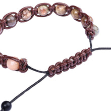 Load image into Gallery viewer, Men's Adjustable Leather and Agate Beaded Bracelet - Mystic Hero | NOVICA