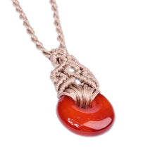 Load image into Gallery viewer, Adjustable Macrame Necklace with Quartz Pendant from Armenia - Unmatched Beauty | NOVICA