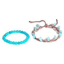Load image into Gallery viewer, Set of 2 Handcrafted Amazonite and Apatite Beaded Bracelets - Paradisiacal Victory | NOVICA