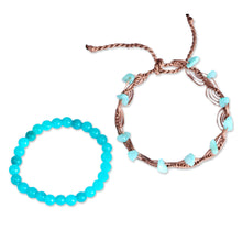 Load image into Gallery viewer, Set of 2 Handcrafted Amazonite and Apatite Beaded Bracelets - Paradisiacal Victory | NOVICA