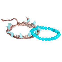 Load image into Gallery viewer, Set of 2 Handcrafted Amazonite and Apatite Beaded Bracelets - Paradisiacal Victory | NOVICA