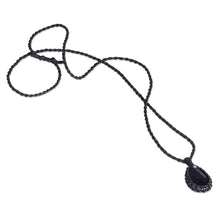 Load image into Gallery viewer, Adjustable Black Macrame Glass Pendant Necklace from Armenia - Midnight Flair | NOVICA