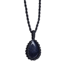 Load image into Gallery viewer, Adjustable Black Macrame Glass Pendant Necklace from Armenia - Midnight Flair | NOVICA