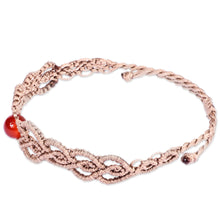 Load image into Gallery viewer, Handmade Beige Cotton Macrame Bracelet with Carnelian Bead - Fire Duchess | NOVICA