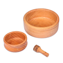 Load image into Gallery viewer, Hand-Carved Beechwood Bowls and Honey Dipper (3 Pieces) - Sweet Custom | NOVICA