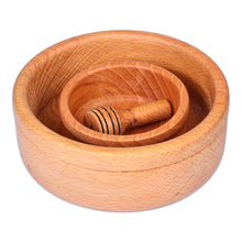 Load image into Gallery viewer, Hand-Carved Beechwood Bowls and Honey Dipper (3 Pieces) - Sweet Custom | NOVICA