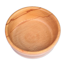 Load image into Gallery viewer, Hand-Carved Striped Beechwood Serving Bowl in Brown - Striped Delight | NOVICA