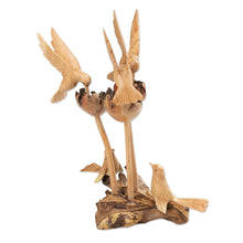 Load image into Gallery viewer, Nature-Themed Hand-Carved Jempinis and Benalu Wood Sculpture - Garden of Paradise | NOVICA