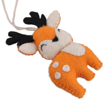 Load image into Gallery viewer, Set of 5 Handcrafted Wool Felt Reindeer Ornaments from India - Adorable Reindeer | NOVICA