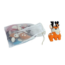 Load image into Gallery viewer, Set of 5 Handcrafted Wool Felt Reindeer Ornaments from India - Adorable Reindeer | NOVICA