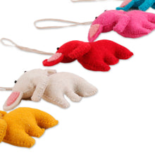 Load image into Gallery viewer, Set of 5 Handcrafted Wool Felt Elephant Ornaments from India - Adorable Giants | NOVICA