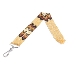 Load image into Gallery viewer, Handmade Beaded Neck Lanyard Keychain Holder in Gold Hue - Handy and Trendy | NOVICA