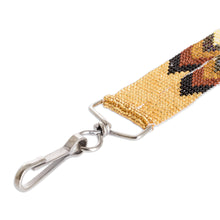 Load image into Gallery viewer, Handmade Beaded Neck Lanyard Keychain Holder in Gold Hue - Handy and Trendy | NOVICA