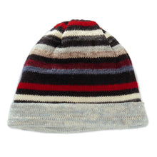 Load image into Gallery viewer, Striped Colorful 100% Alpaca Reversible Hat from Peru - Two Realms | NOVICA
