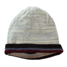 Load image into Gallery viewer, Striped Colorful 100% Alpaca Reversible Hat from Peru - Two Realms | NOVICA