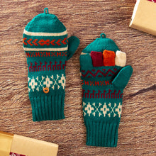 Load image into Gallery viewer, Knit Teal Acrylic and Alpaca Blend Convertible Gloves - Teal Mountains | NOVICA