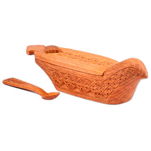 Load image into Gallery viewer, Polished Traditional Bird-Themed Beechwood Condiment Bowl - Distant Flavors | NOVICA