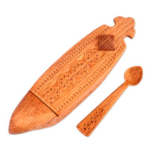 Load image into Gallery viewer, Polished Traditional Bird-Themed Beechwood Condiment Bowl - Distant Flavors | NOVICA