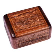 Load image into Gallery viewer, Hand-Carved Polished Wood Jewelry Box with Armenian Motifs - Armenian Heirlooms | NOVICA