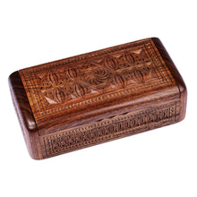 Load image into Gallery viewer, Hand-Carved Rectangular Wood Jewelry Box with Armenian Motif - Armenian Gems | NOVICA