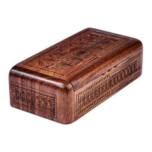 Load image into Gallery viewer, Hand-Carved Rectangular Wood Jewelry Box with Armenian Motif - Armenian Gems | NOVICA