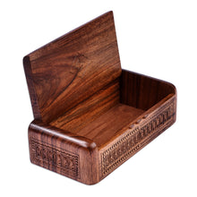 Load image into Gallery viewer, Hand-Carved Rectangular Wood Jewelry Box with Armenian Motif - Armenian Gems | NOVICA