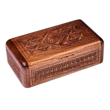 Load image into Gallery viewer, Hand-Carved Traditional Armenian-Themed Wood Jewelry Box - Armenian Treasures | NOVICA