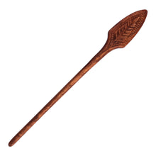 Load image into Gallery viewer, Hand-Carved Leafy Light Brown Walnut Wood Hair Pin - Sylvan Deity | NOVICA