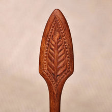 Load image into Gallery viewer, Hand-Carved Leafy Light Brown Walnut Wood Hair Pin - Sylvan Deity | NOVICA