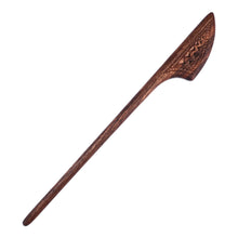 Load image into Gallery viewer, Hand-Carved Traditional Dark Brown Walnut Wood Hair Pin - Sylvan Queen | NOVICA