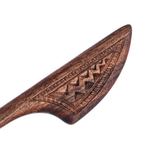 Load image into Gallery viewer, Hand-Carved Traditional Dark Brown Walnut Wood Hair Pin - Sylvan Queen | NOVICA