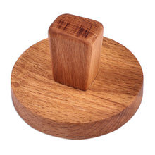 Load image into Gallery viewer, Hand-Carved Round Sunflower-Patterned Beechwood Cookie Press - Sweetly Sunny | NOVICA